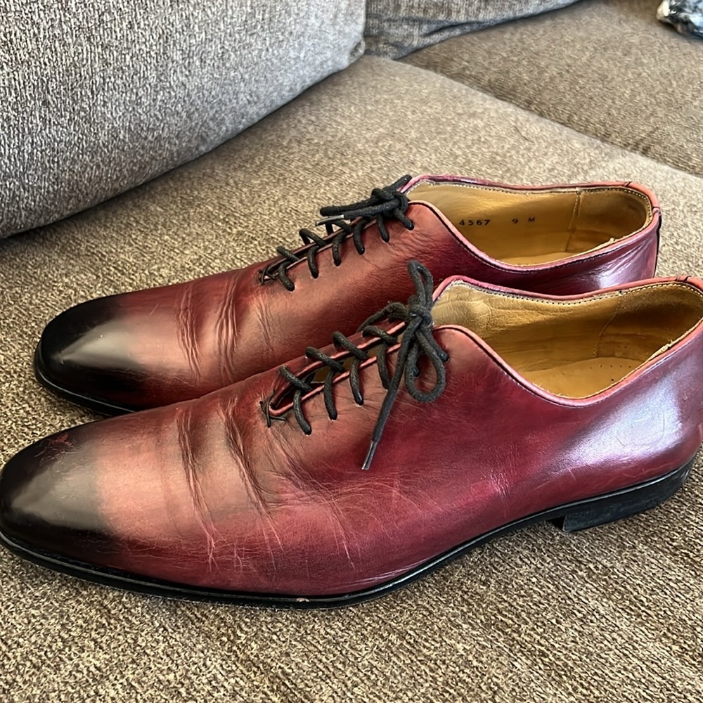 Mercanti Fiorentini Brushed Oxford Wholecut Bordeaux Shoes Size 9
